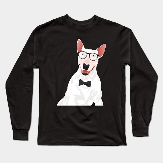 Hipster English Bull Terrier Dog T-Shirt Long Sleeve T-Shirt by riin92